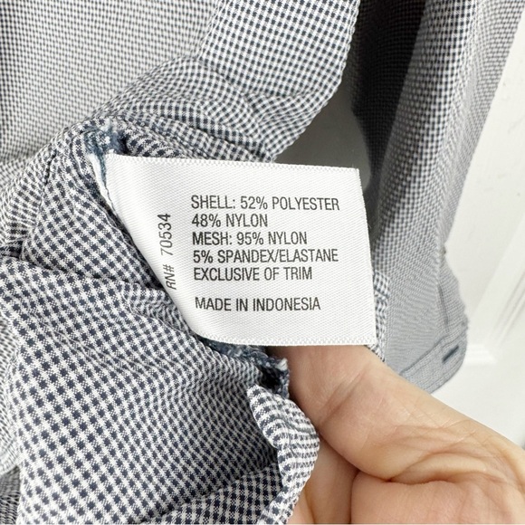 Orvis Navy Gray Casual Button Down Textured Fabric Roll Tab Fishing Shirt Sz L - Picture 9 of 12